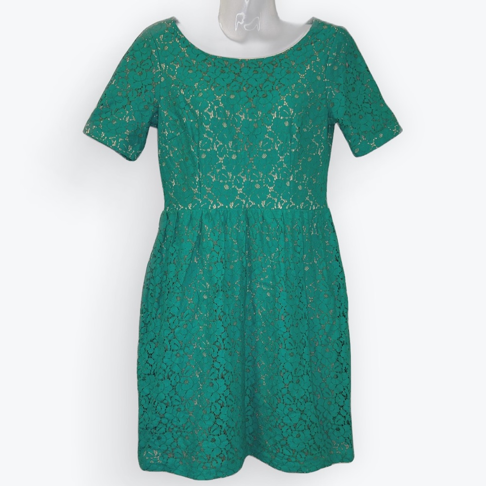 Cynthia Rowley Green Lace Vintage Style Midi Dress Size 4